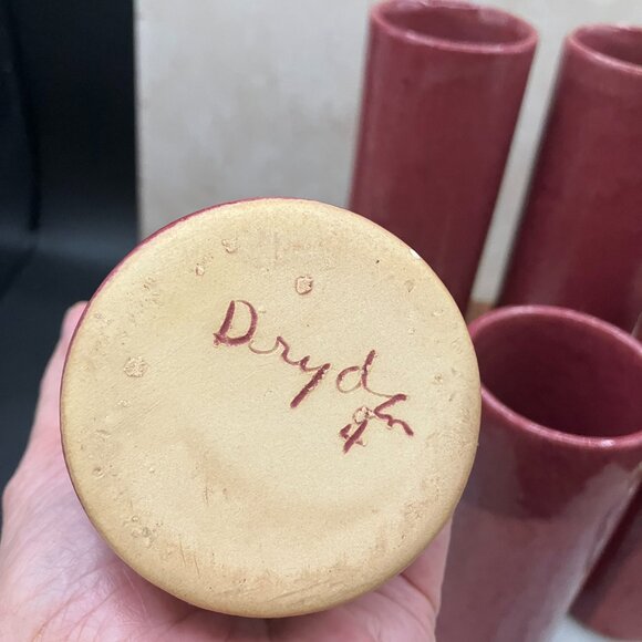 Set Of 5 Vintage Dryden Tall Cups # 4 Rose Mauve Hand Turned Pottery Hot Springs - Picture 11 of 13